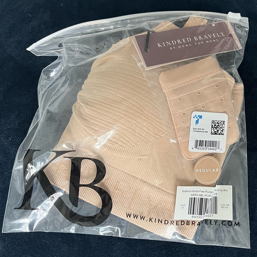 Kindred Bravely Sublime Hands-Free Pumping & Nursing Bra. Size XS. Beige color.